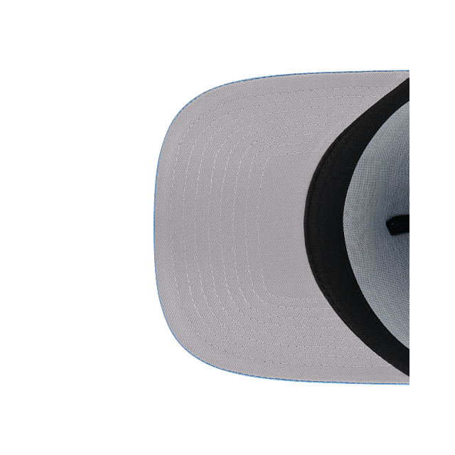 Close-up of a gray and black cap on a white background
