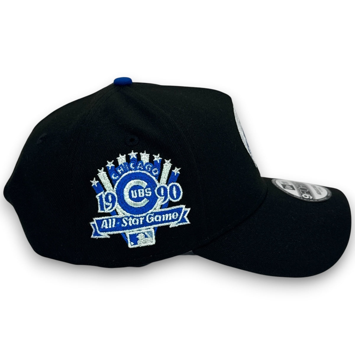 Black baseball cap with Chicago Cubs 1990 All-Star Game logo on a white background