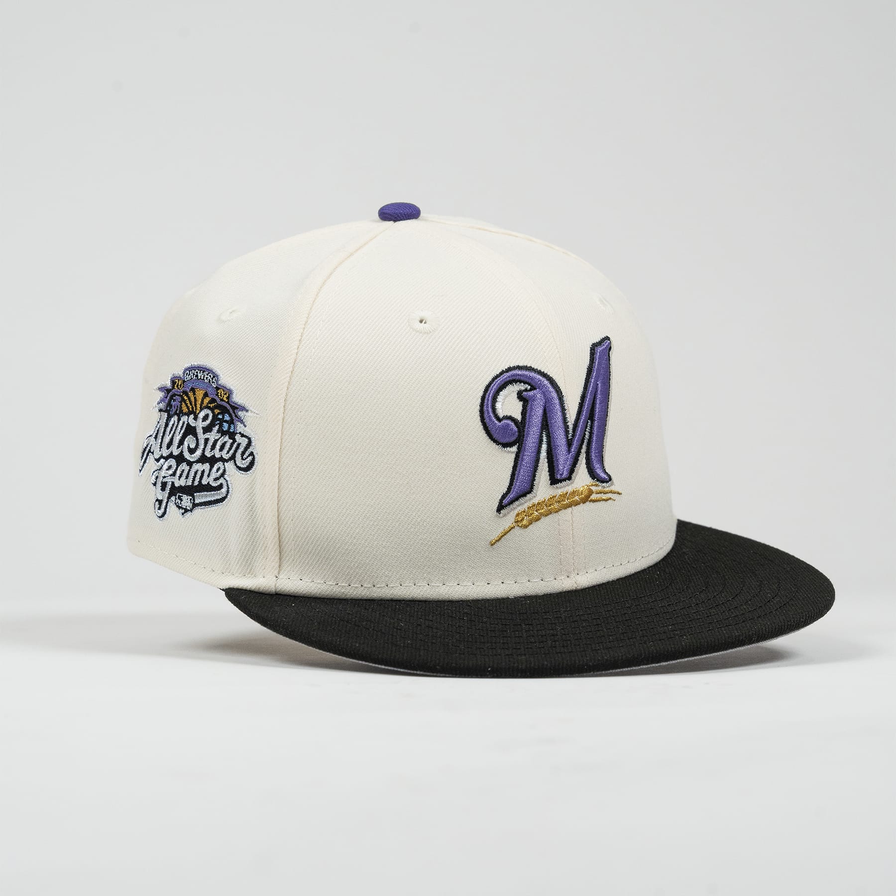 Baseball cap with 'All-Star Game' and 'M' logo on a white background The Pirates Expos 02 ASG 59FIFTY Brick New Era Hat