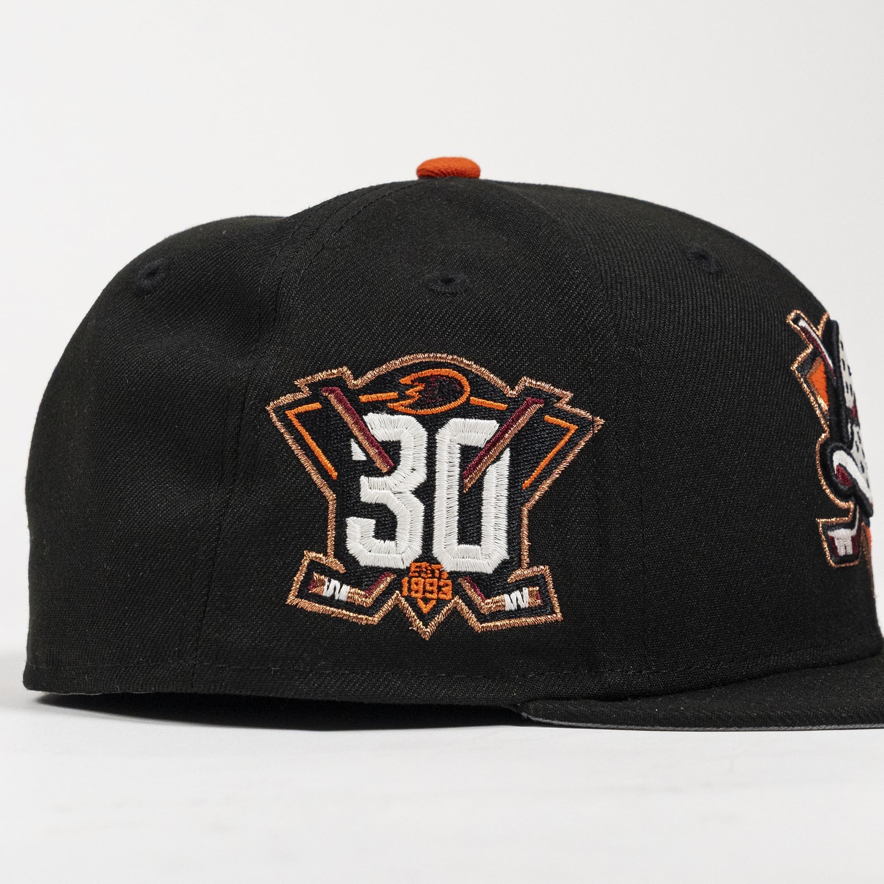 30th side patch -Anaheim Ducks 30th 59FIFTY New Era Black Hat