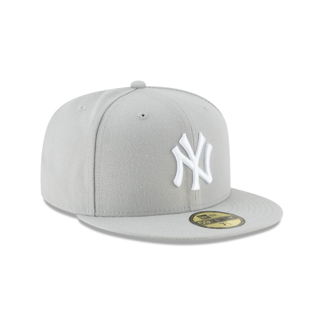 Gray cap with a white logo on a white background