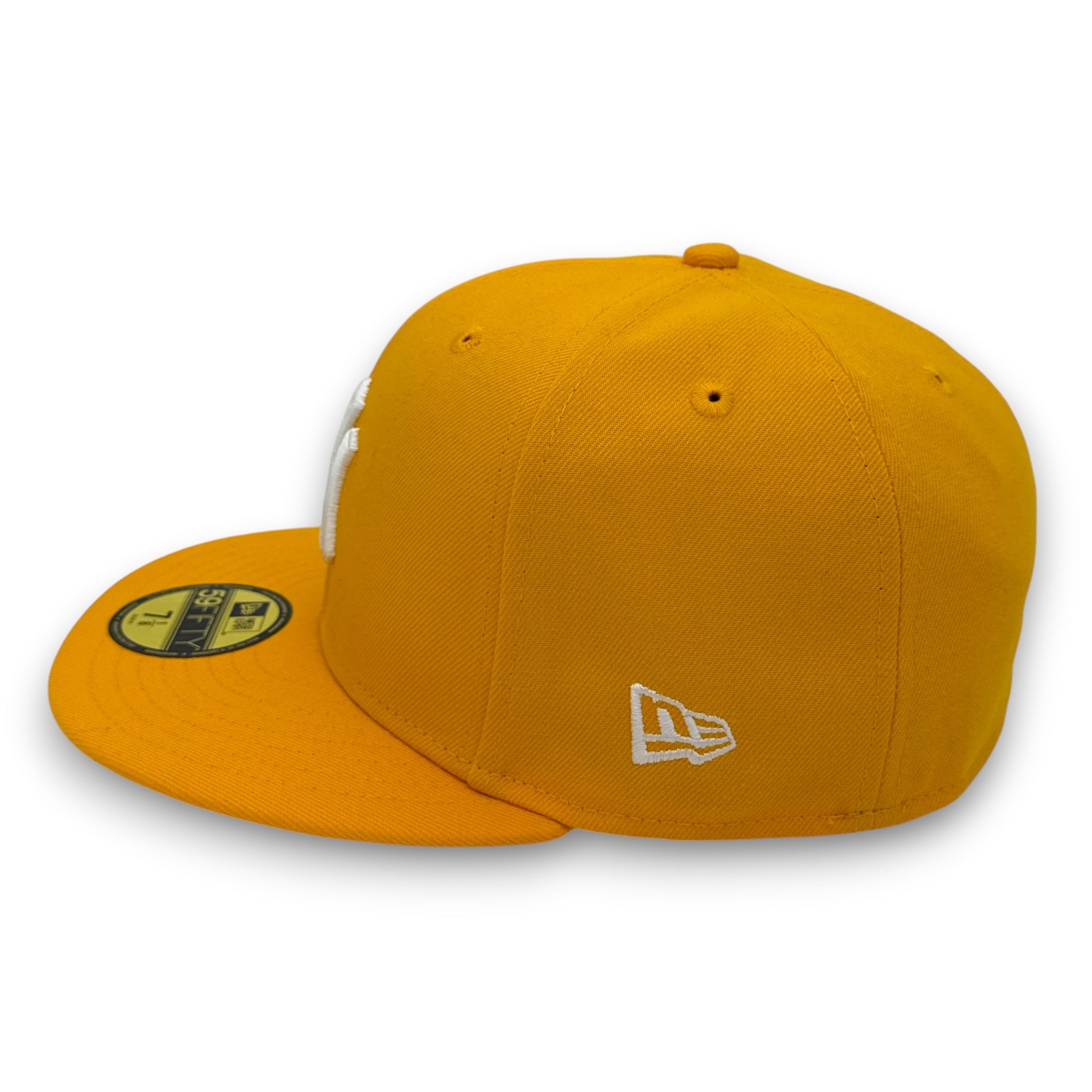 Yellow cap with New Era logo on a white background
