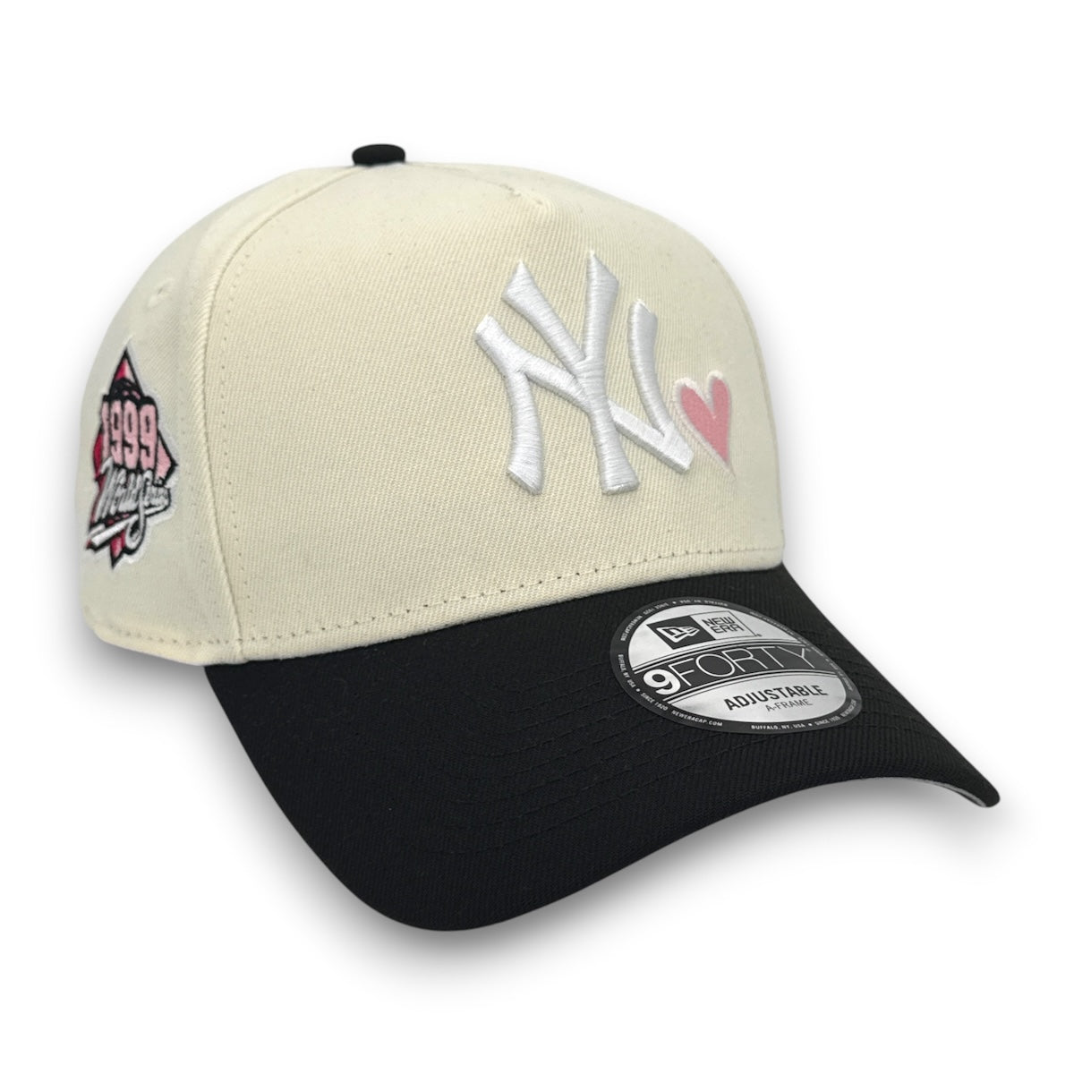 Chrome and black cap with New York Yankees logo on a white background