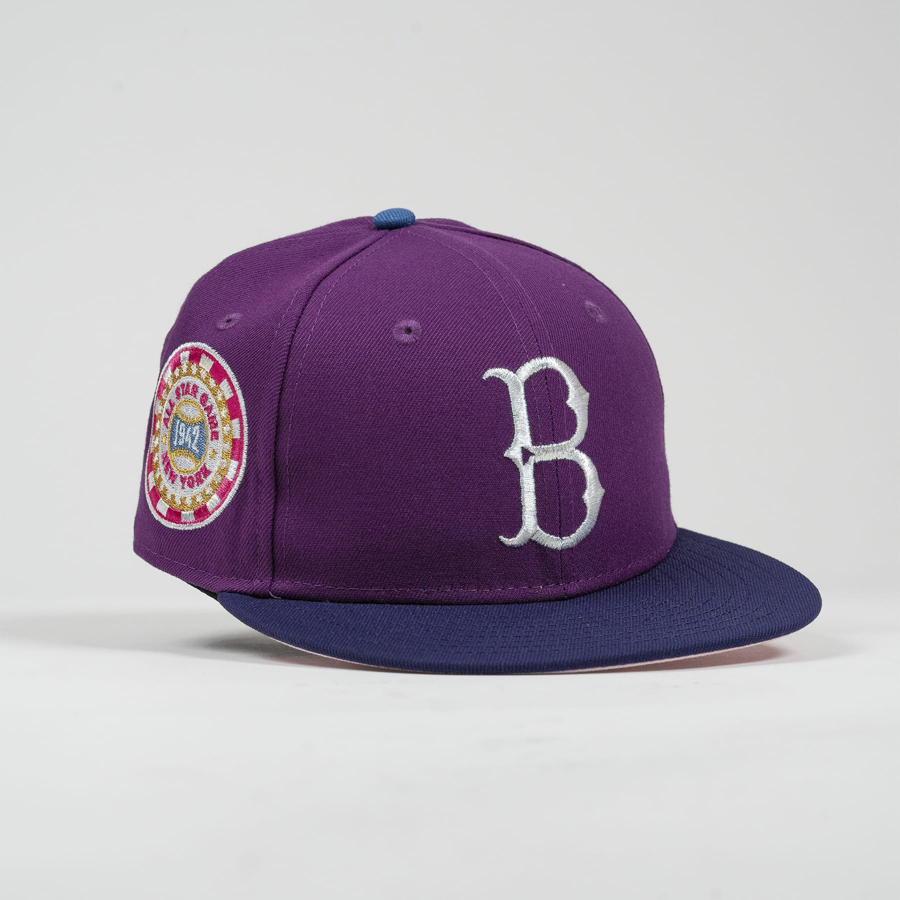Purple baseball cap with a logo and letter 'B' on a light gray background-The Pirates Brooklyn 42 ASG 59FIFTY Grape New Era Hat